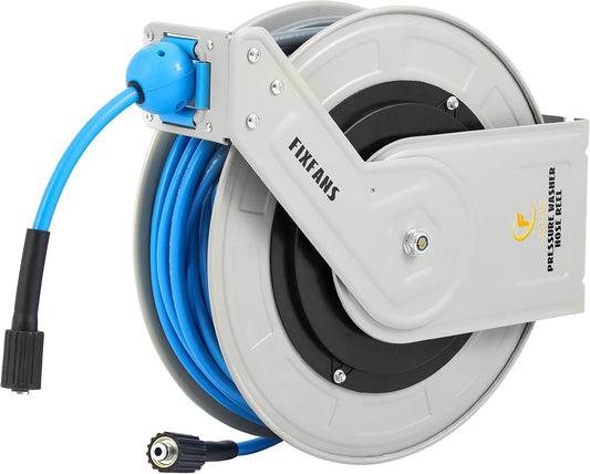 Pressure Washer Hose Reel with Hose 1/4"×100ft, Auto Rewind 3600PSI