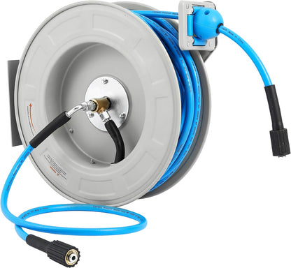 Pressure Washer Hose Reel with Hose 1/4"×100ft, Auto Rewind 3600PSI