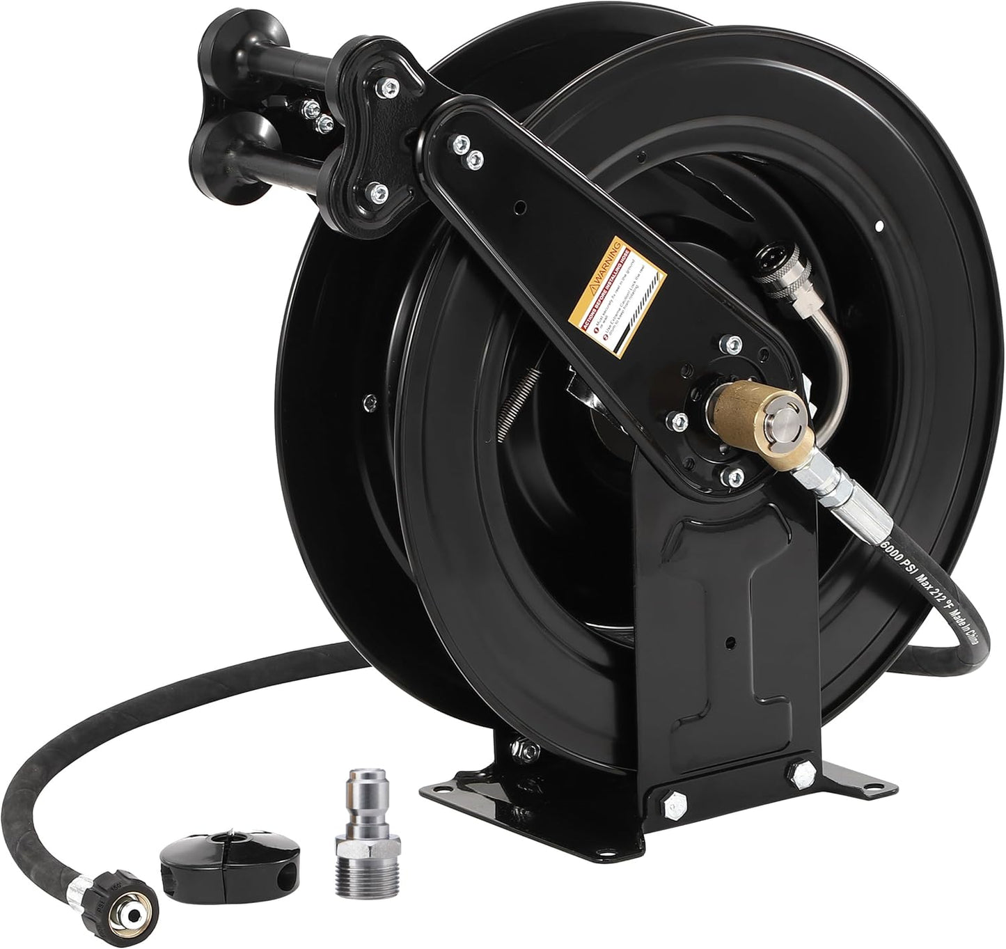 Pressure Washer Hose Reel with Hose 1/4"×100ft, Auto Rewind 3600PSI