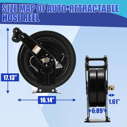 Pressure Washer Hose Reel with Hose 1/4"×100ft, Auto Rewind 3600PSI