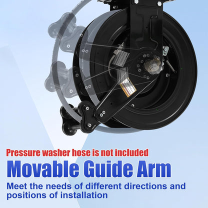 Pressure Washer Hose Reel with Hose 1/4"×100ft, Auto Rewind 3600PSI