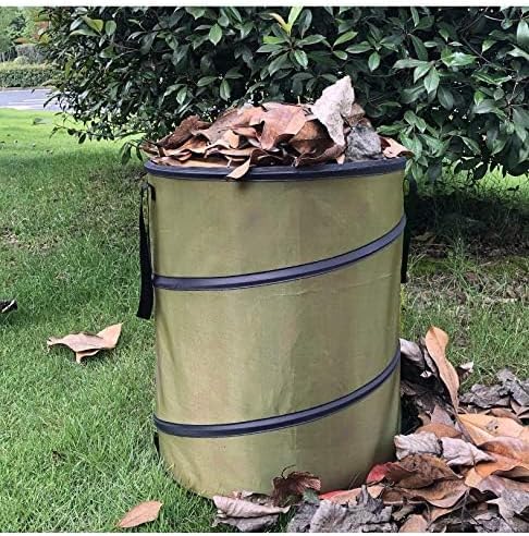 Collapsible Lawn and Leaf Waste Bag-Reusable Pop-Up Trash Can-Yard Debris-Garage Storage - Outdoor Tote Basket (10 Gallon Green Bag)