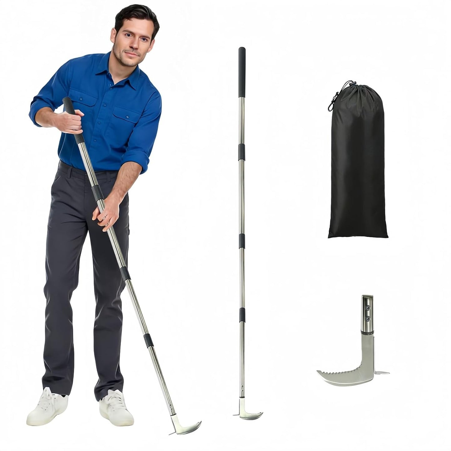 Weed Puller Crack Long Handle, Adjustable for Stand Up Height Garden Tools Patio Sidewalk Driveway
