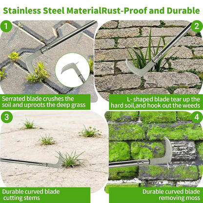 Weed Puller Crack Long Handle, Adjustable for Stand Up Height Garden Tools Patio Sidewalk Driveway