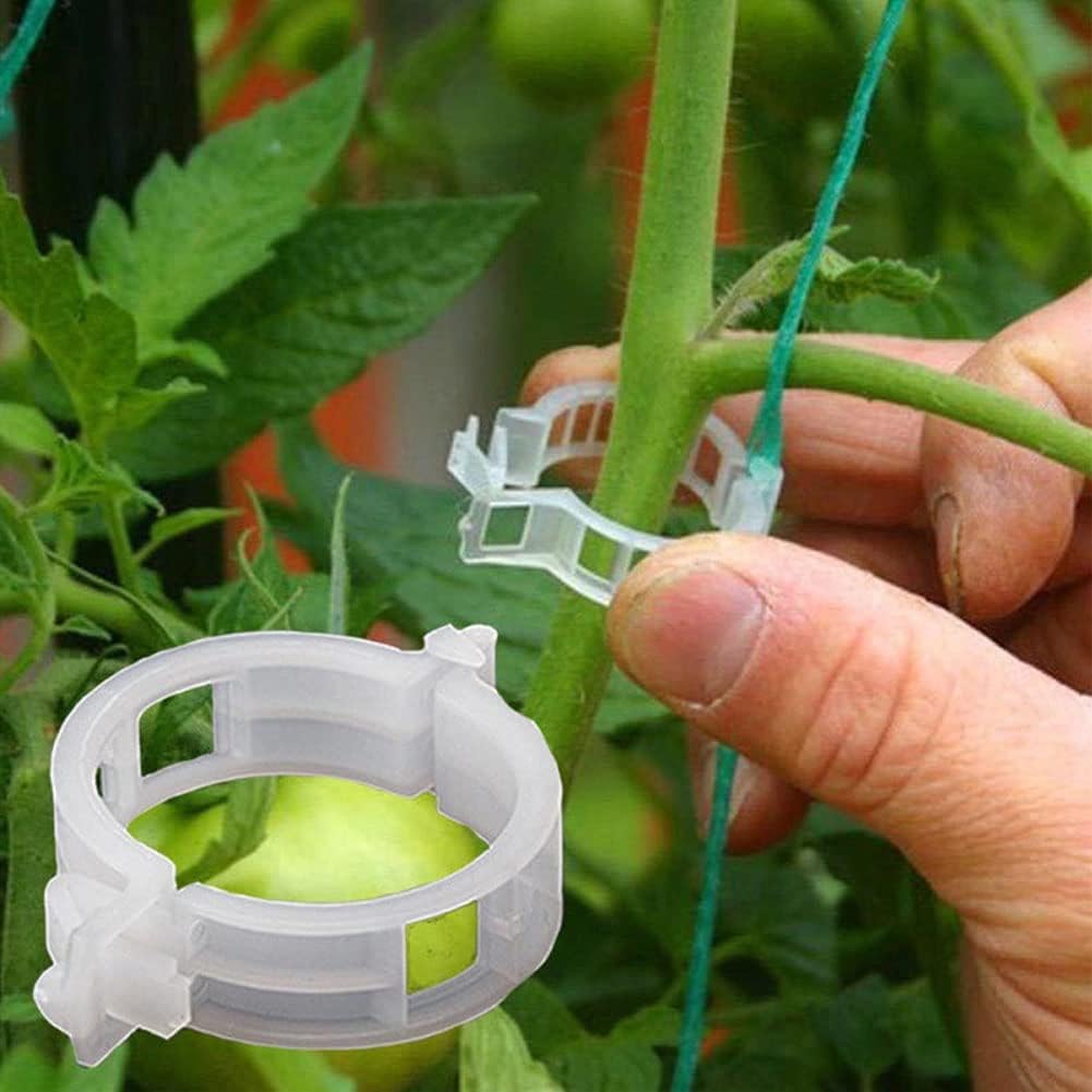 100 Pcs Garden Plant Support Clips, Tomato Clips, Plant Ties, Trellis Clips, Tomato Vine Vegetables Plants Trellis Clips to Grow Upright Makes Plants Healthier (Black)