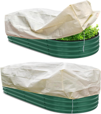 Plant Freeze Protection Cover,2Pack Rectangular Planter Frost Pot Cover,Frost Blankets with Drawstring for Garden Outdoor Balcony Windowsill and Raised Beds(3.2 * 1.6 * 1.6ft, Beige)