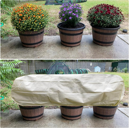Plant Freeze Protection Cover,2Pack Rectangular Planter Frost Pot Cover,Frost Blankets with Drawstring for Garden Outdoor Balcony Windowsill and Raised Beds(3.2 * 1.6 * 1.6ft, Beige)