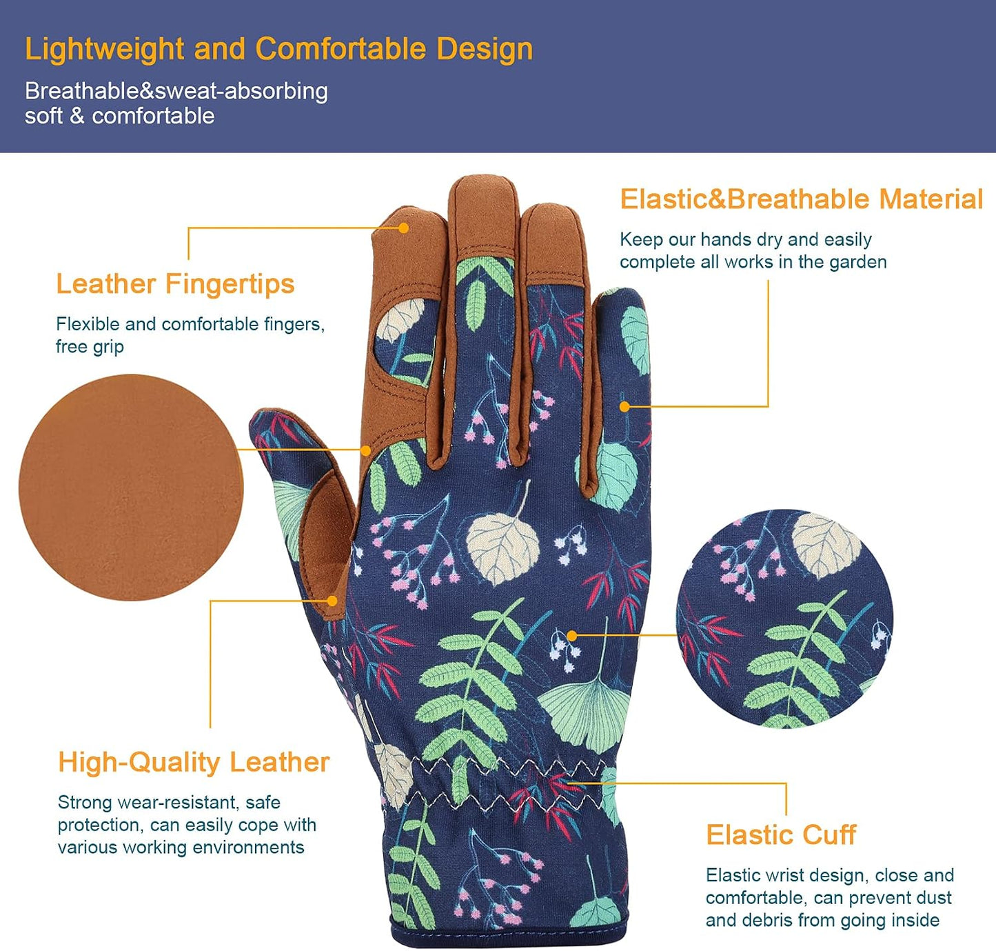 Gardening Gloves for Women, Leather Garden Gloves
