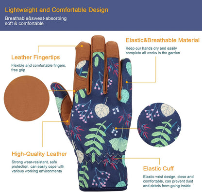 Gardening Gloves for Women, Leather Garden Gloves