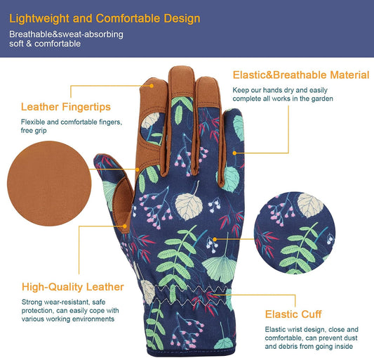 Gardening Gloves for Women, Leather Garden Gloves