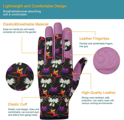 Gardening Gloves for Women, Leather Garden Gloves