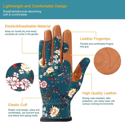 Gardening Gloves for Women, Leather Garden Gloves