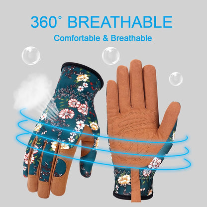 Gardening Gloves for Women, Leather Garden Gloves
