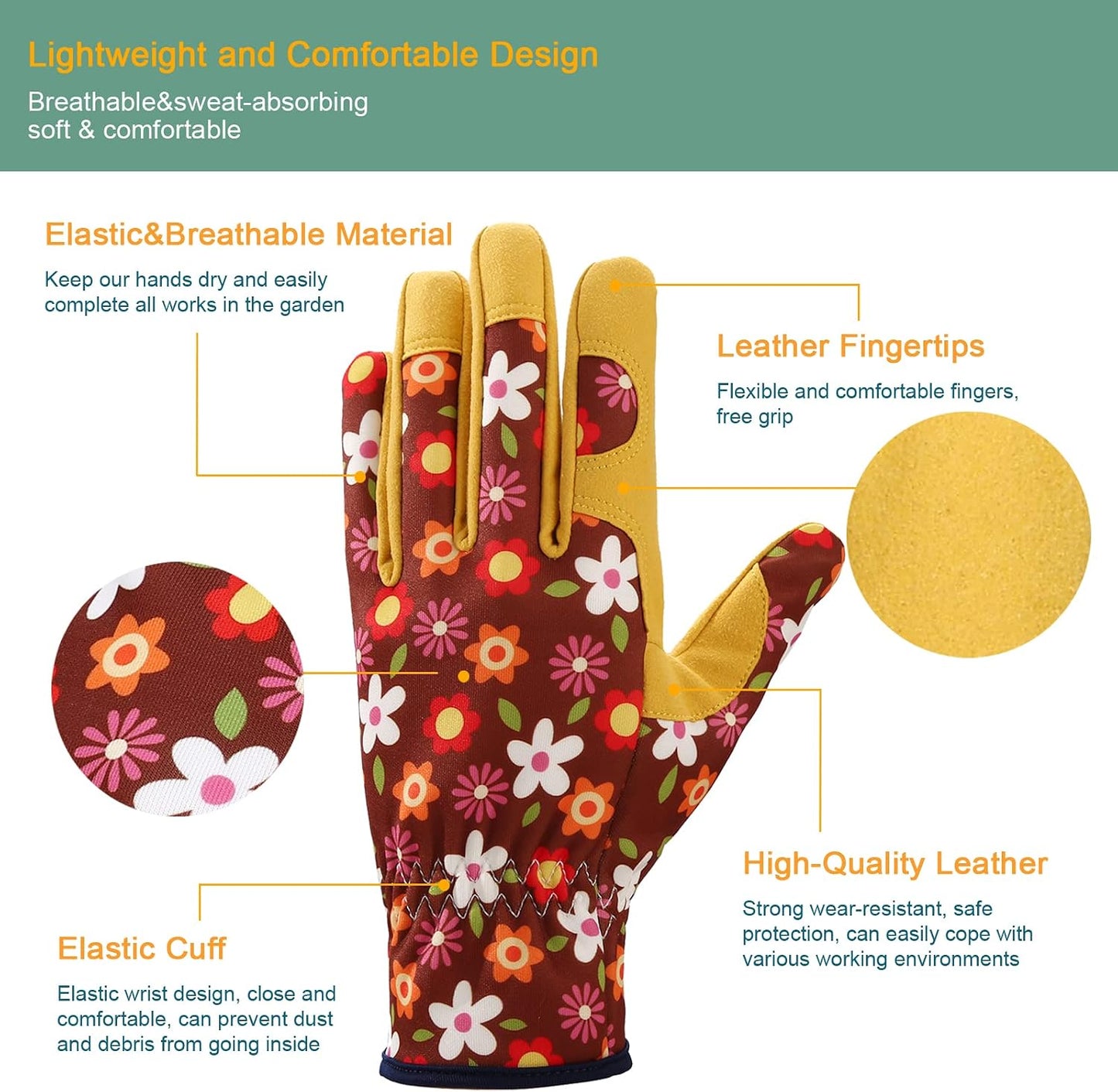 Gardening Gloves for Women, Leather Garden Gloves