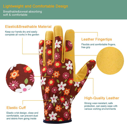 Gardening Gloves for Women, Leather Garden Gloves
