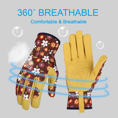 Gardening Gloves for Women, Leather Garden Gloves