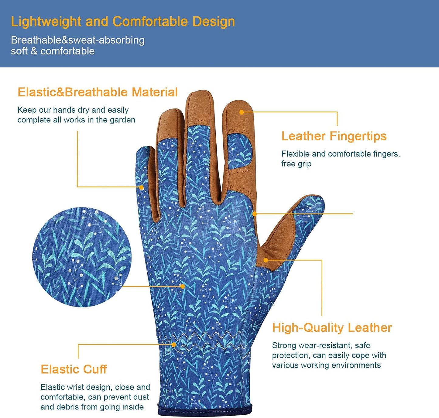 Gardening Gloves for Women, Leather Garden Gloves