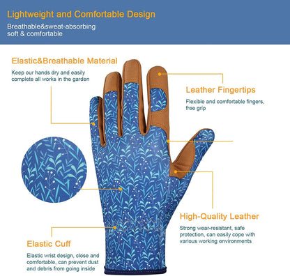 Gardening Gloves for Women, Leather Garden Gloves