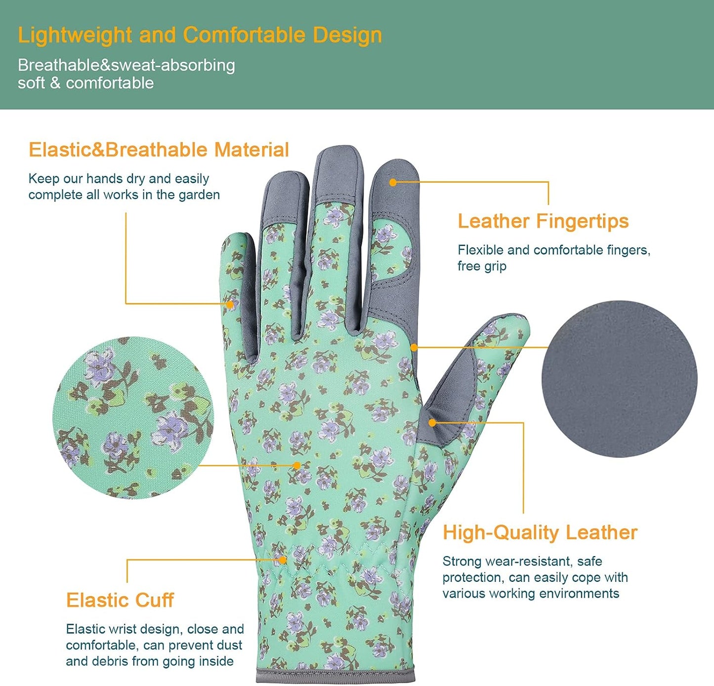 Gardening Gloves for Women, Leather Garden Gloves
