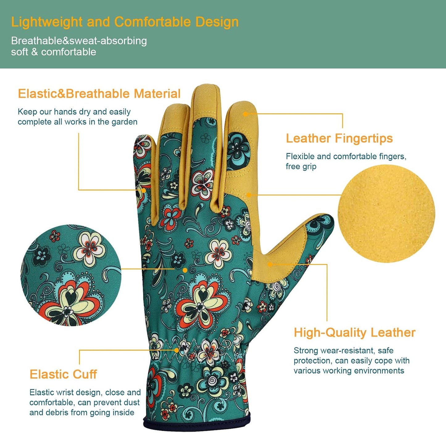Gardening Gloves for Women, Leather Garden Gloves