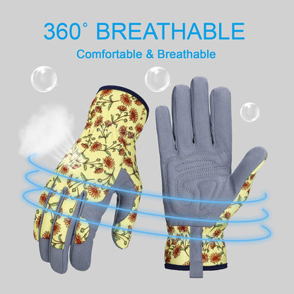 Gardening Gloves for Women, Leather Garden Gloves