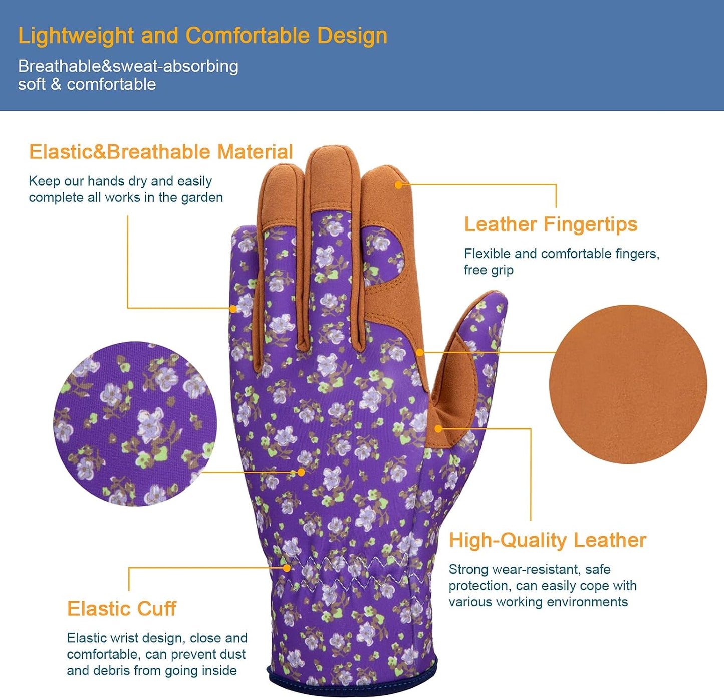 Gardening Gloves for Women, Leather Garden Gloves