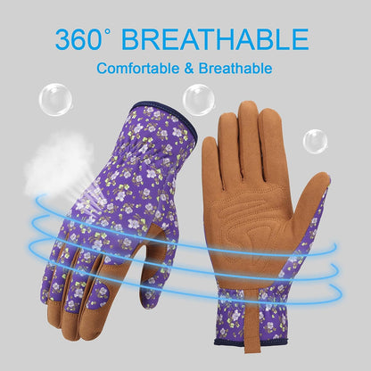 Gardening Gloves for Women, Leather Garden Gloves