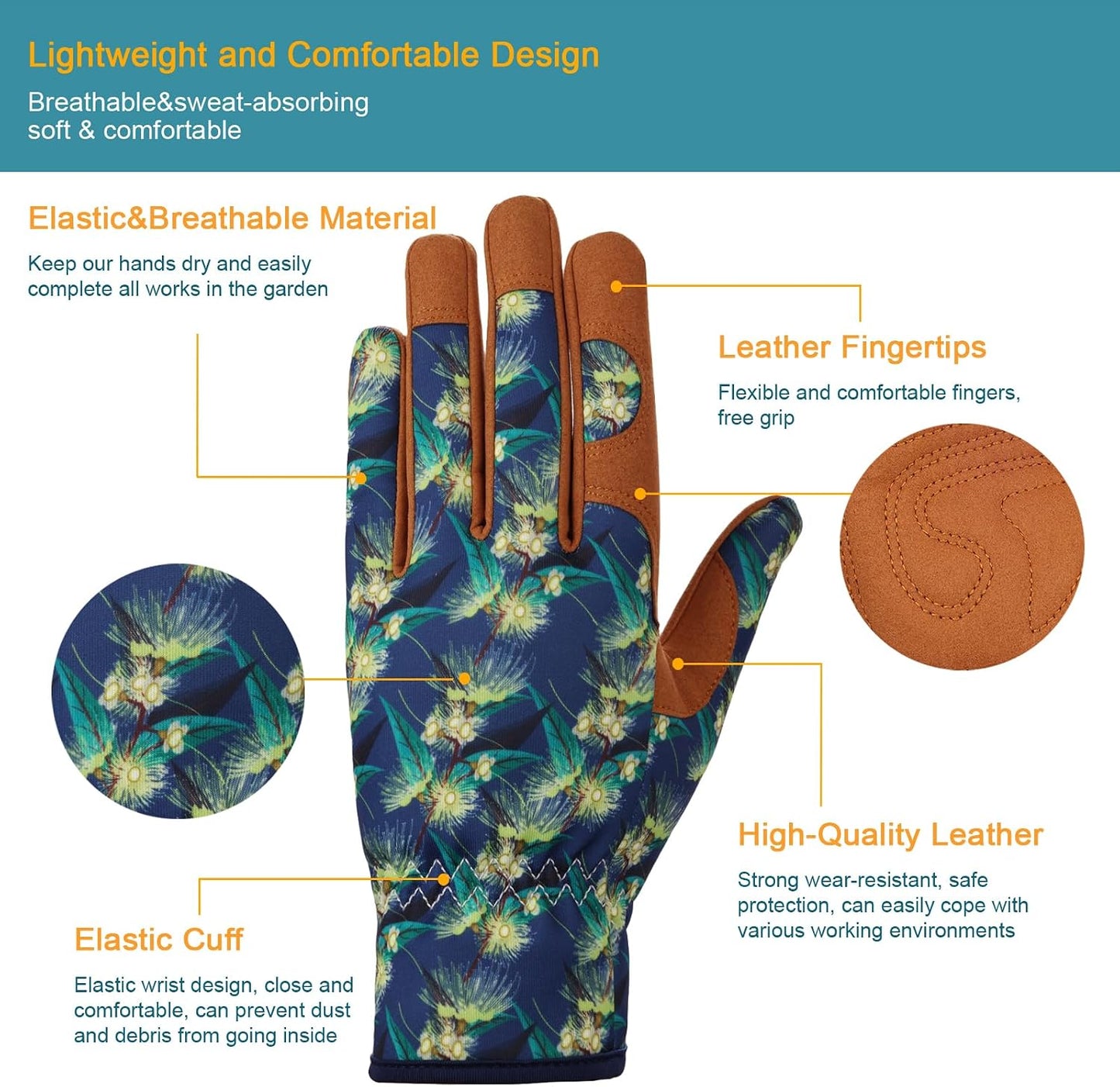 Gardening Gloves for Women, Leather Garden Gloves