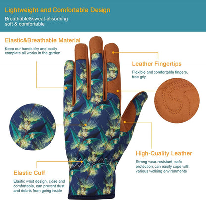 Gardening Gloves for Women, Leather Garden Gloves