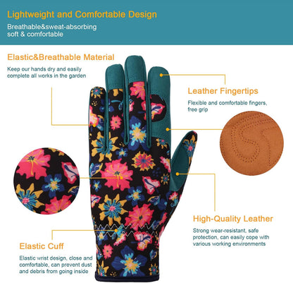 Gardening Gloves for Women, Leather Garden Gloves