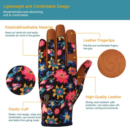 Gardening Gloves for Women, Leather Garden Gloves