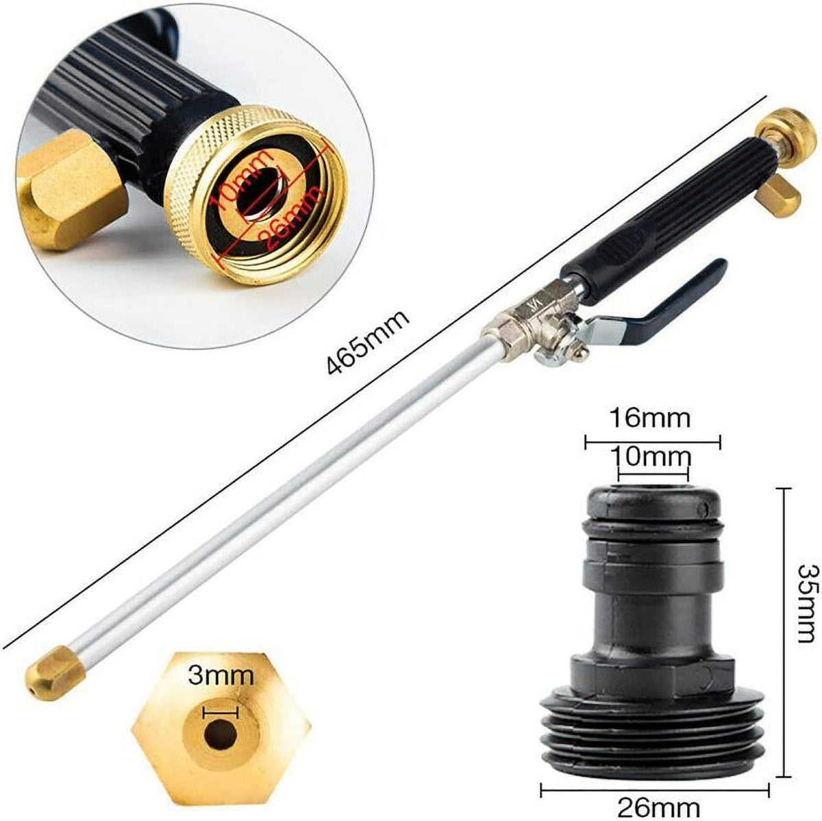 High Pressure Power Washer Attachment Hose Nozzle Wand Lance