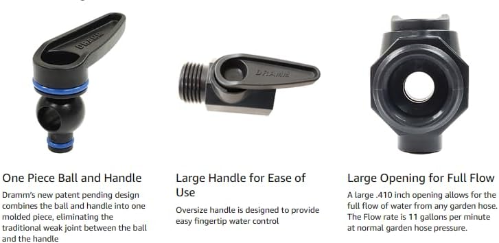 Plastic Shut Off Valve with One Piece Ball & Large Handle for Ease of Use, Heavy Duty Construction, Black