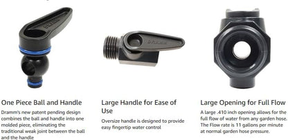 Plastic Shut Off Valve with One Piece Ball & Large Handle for Ease of Use, Heavy Duty Construction, Black