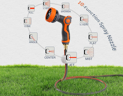 Blütezeit Retractable Garden Hose Reel, 1/2'' x 65ft Hose Reel Wall-Mount with 10-Function Spray Nozzle, Any Length Lock | 180° Swivel | Automatic Slow Rewind | Heavy Duty