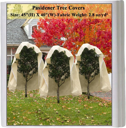 Plant Covers Freeze Protection 2.8oz 3 Packs 45"x40" Winter Tree Covers Frost Blankets for Outdoor Plants with Zipper Drawstring- Frost Cold Pest Protection for Shrubs Fruit Tree