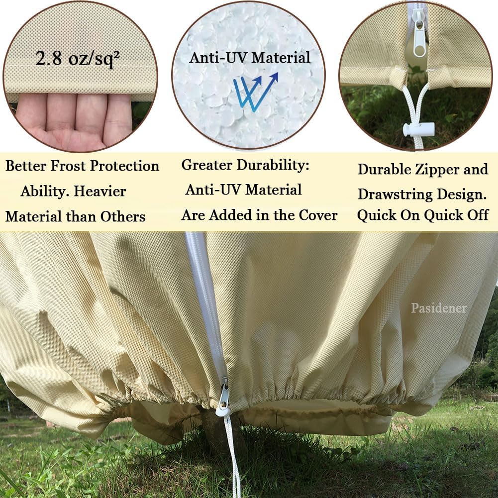 Plant Covers Freeze Protection 2.8oz 3 Packs 45"x40" Winter Tree Covers Frost Blankets for Outdoor Plants with Zipper Drawstring- Frost Cold Pest Protection for Shrubs Fruit Tree