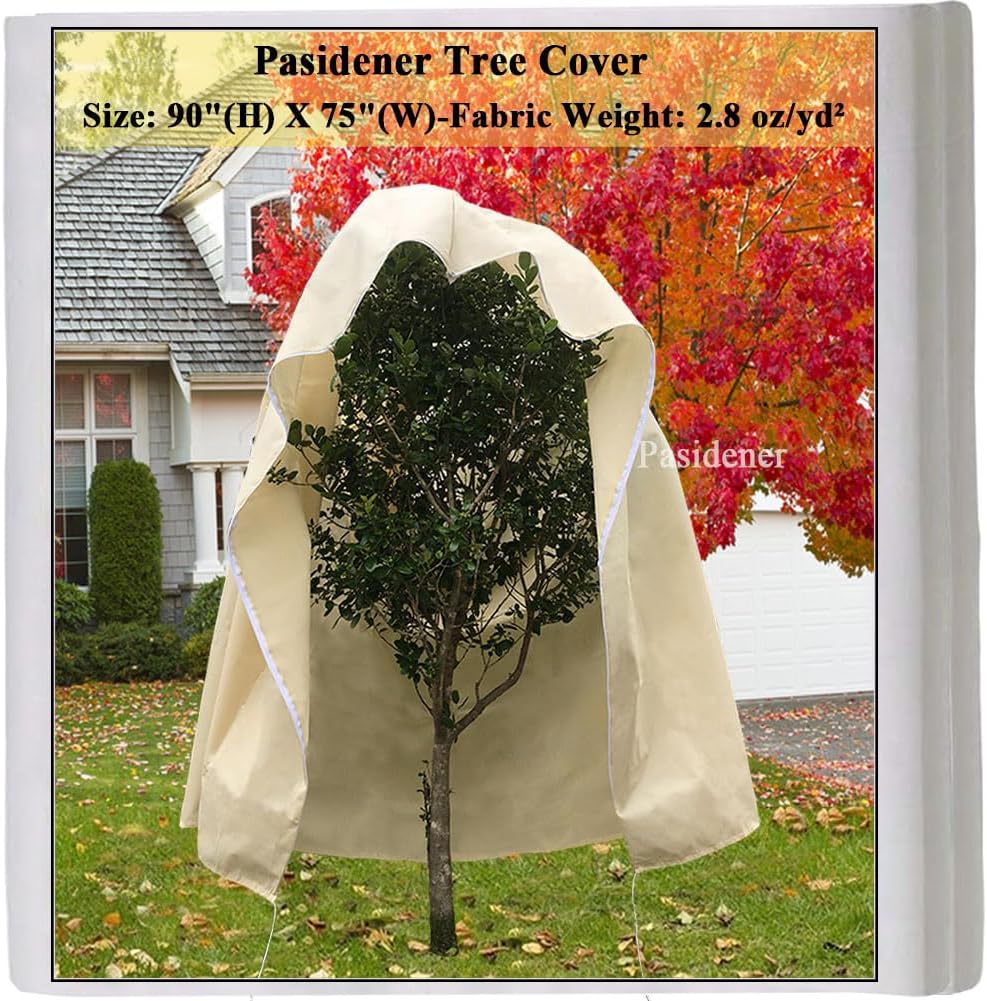 Plant Covers Freeze Protection 2.8oz 3 Packs 45"x40" Winter Tree Covers Frost Blankets for Outdoor Plants with Zipper Drawstring- Frost Cold Pest Protection for Shrubs Fruit Tree