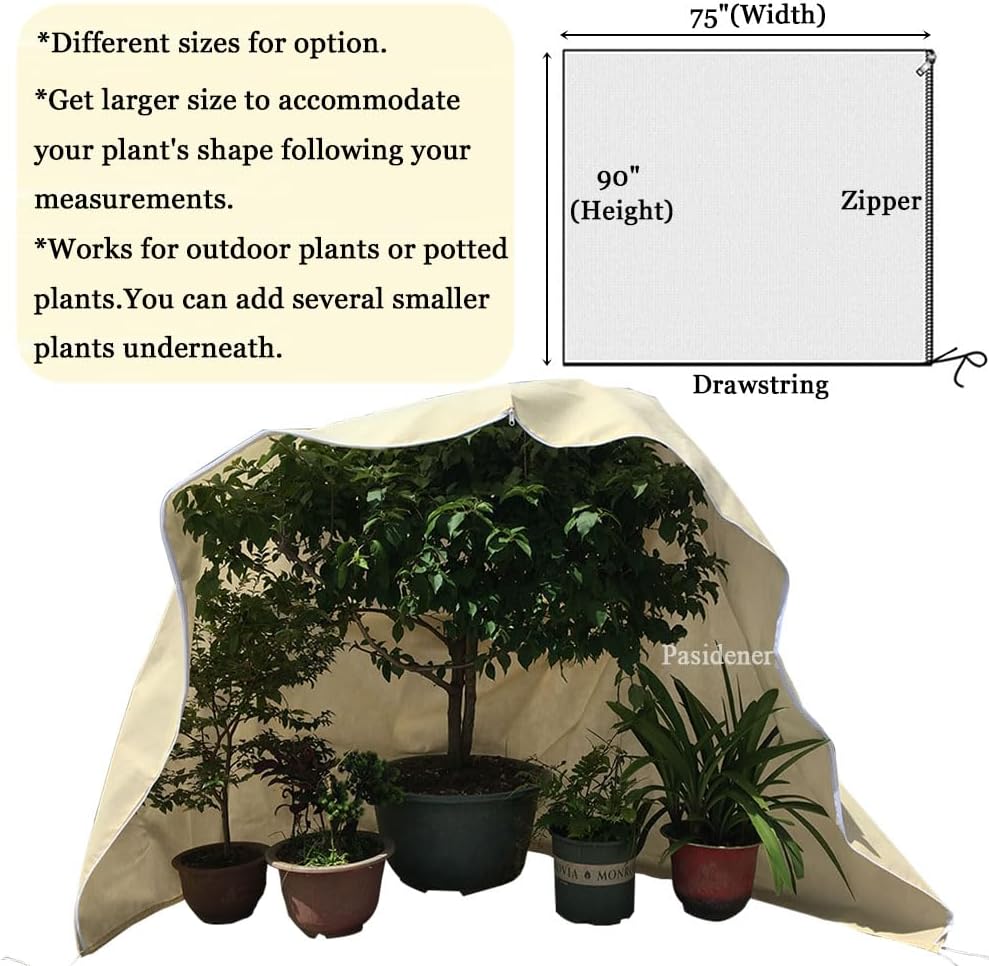 Plant Covers Freeze Protection 2.8oz 3 Packs 45"x40" Winter Tree Covers Frost Blankets for Outdoor Plants with Zipper Drawstring- Frost Cold Pest Protection for Shrubs Fruit Tree
