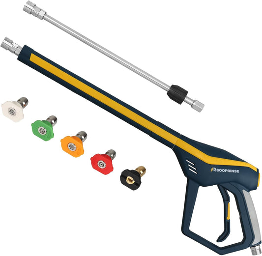 High Pressure Washer Gun with Replacement Wand Extension, Power Washer Gun, M22-14 Fitting, 5 Nozzle Tips, 42 Inch, 4000 PSI