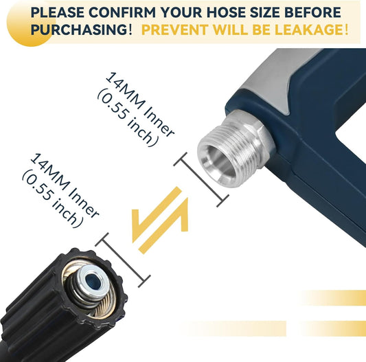 High Pressure Washer Gun with Replacement Wand Extension, Power Washer Gun, M22-14 Fitting, 5 Nozzle Tips, 42 Inch, 4000 PSI
