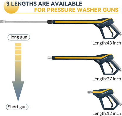 High Pressure Washer Gun with Replacement Wand Extension, Power Washer Gun, M22-14 Fitting, 5 Nozzle Tips, 42 Inch, 4000 PSI