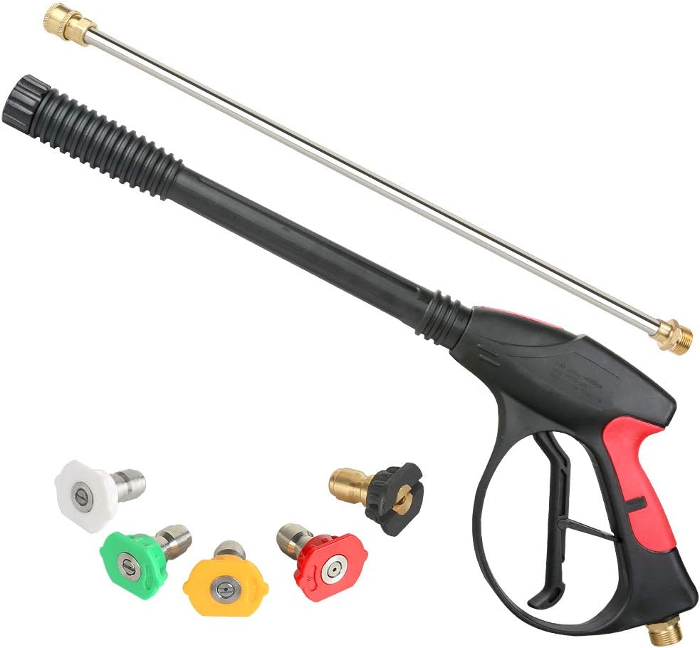 High Pressure Washer Gun with Replacement Wand Extension, Power Washer Gun, M22-14 Fitting, 5 Nozzle Tips, 42 Inch, 4000 PSI