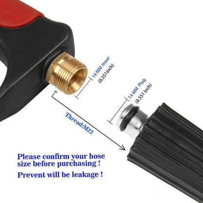 High Pressure Washer Gun with Replacement Wand Extension, Power Washer Gun, M22-14 Fitting, 5 Nozzle Tips, 42 Inch, 4000 PSI