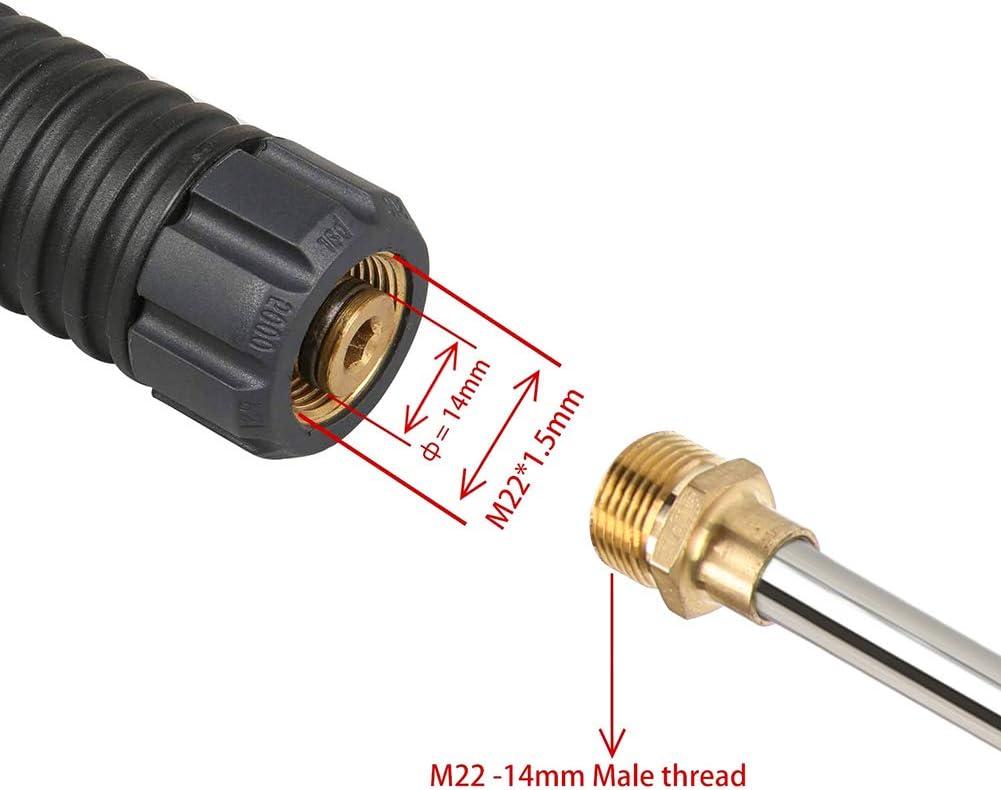 High Pressure Washer Gun with Replacement Wand Extension, Power Washer Gun, M22-14 Fitting, 5 Nozzle Tips, 42 Inch, 4000 PSI