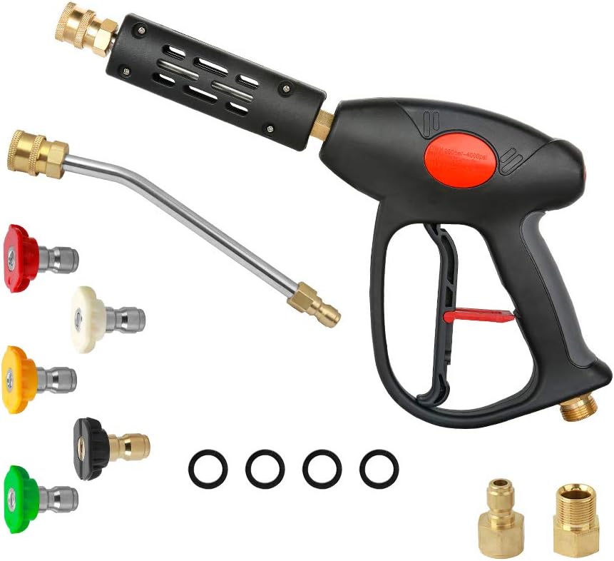 High Pressure Washer Gun with Replacement Wand Extension, Power Washer Gun, M22-14 Fitting, 5 Nozzle Tips, 42 Inch, 4000 PSI