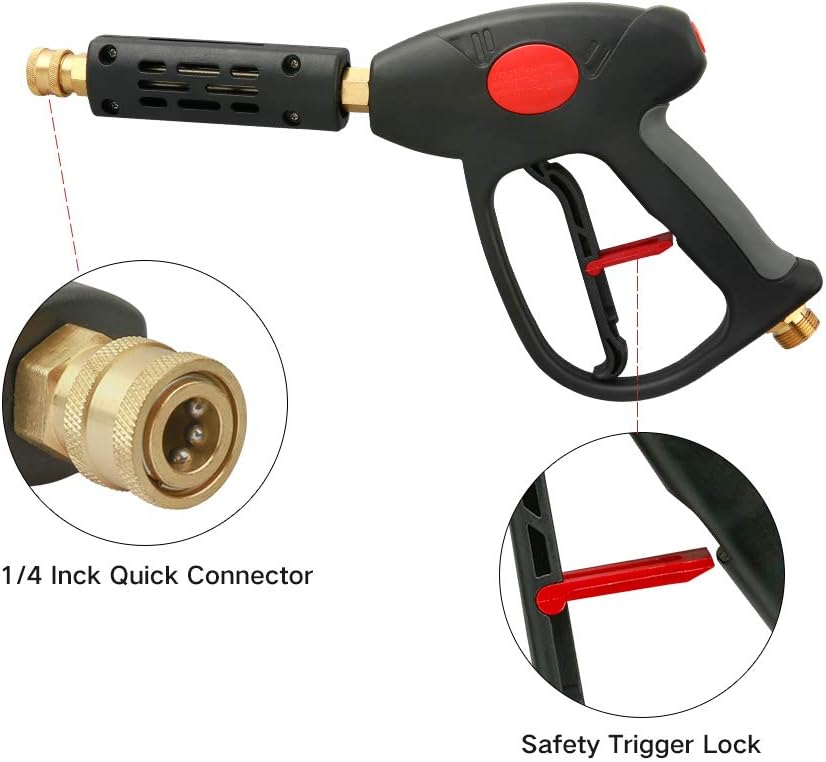 High Pressure Washer Gun with Replacement Wand Extension, Power Washer Gun, M22-14 Fitting, 5 Nozzle Tips, 42 Inch, 4000 PSI