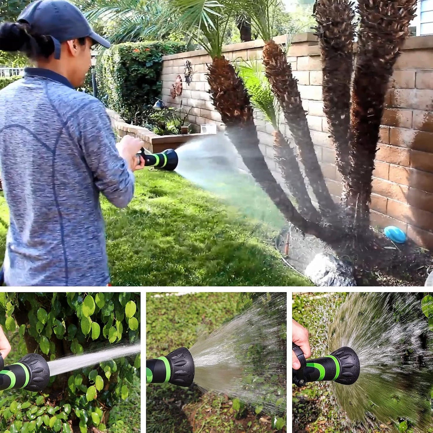 GSFNG98 Garden Hose Nozzle, Fireman's Hose Heavy Duty Nozzle, Premium Constructed Sprayer with Ergonomic Handle for Arthritis