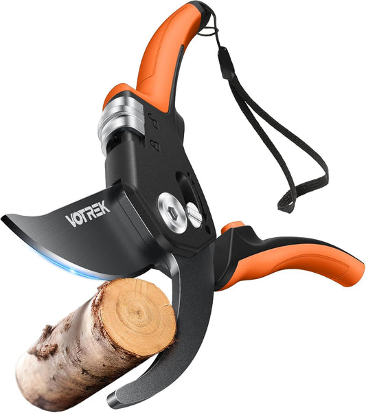 Pruning Shears, Patented Stepless Handle Opening for All Hand Size