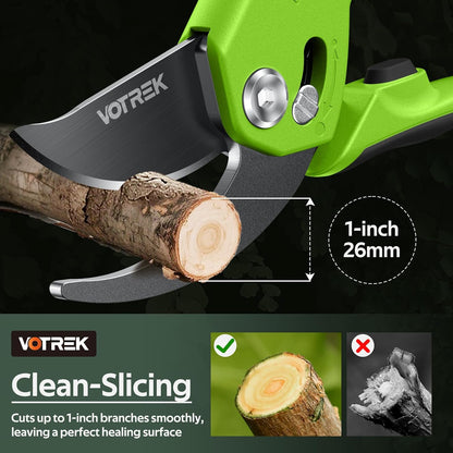 Pruning Shears, Patented Stepless Handle Opening for All Hand Size